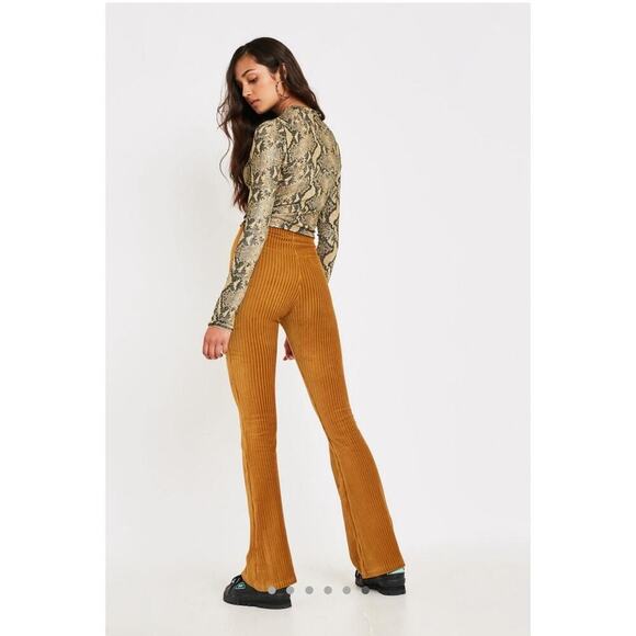 Urban Outfitters Marigold Flare Pants Women's High Waist Ribbed Knit Retro Y2k - Picture 1 of 14